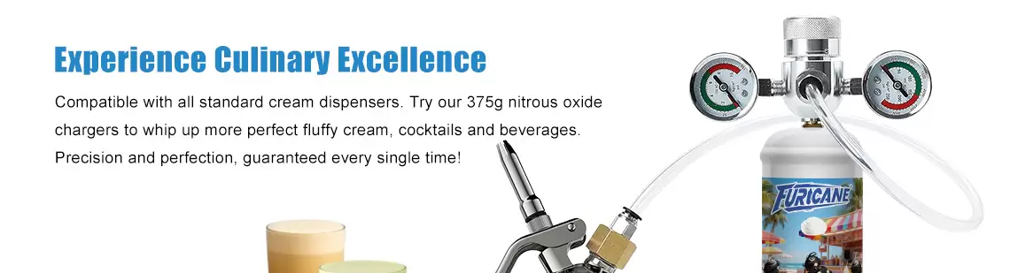 375g Cream Chargers are single-use nitrous oxide cartridges designed for standard whipped cream dispensers. Compact, convenient, and easy to use, they are perfect for home kitchens, cafés, and light commercial applications. Each cartridge is filled with food-grade N₂O to ensure smooth texture, stable foam, and reliable results every time.