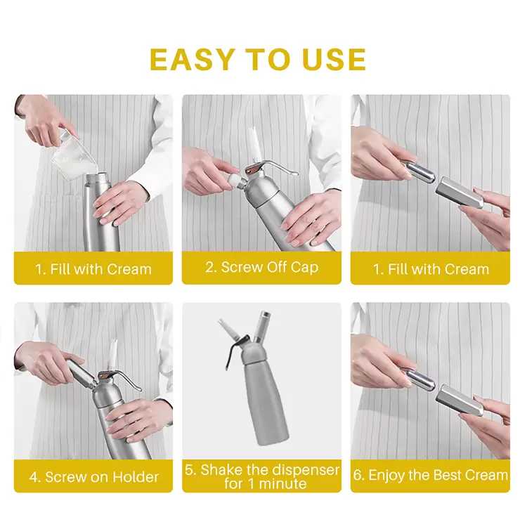 YOURAINDA 8g Standard Food-Grade Whipped Cream Chargers - 50 Pcs/Box (1-12 Box Bundles) | Universal N2O Cartridges - Image 4