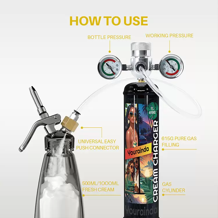 YOURAINDA 1L N2O Cream Charger Tank (615g) | Food Grade |  1-12 Pack Bundles | Free US Shipping - Image 5
