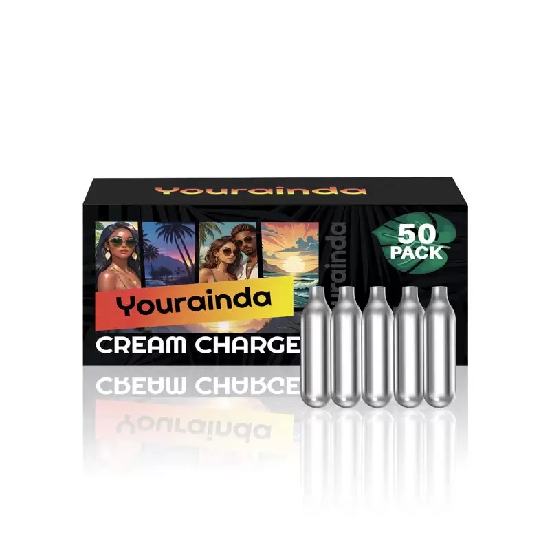 YOURAINDA 8g Standard Food-Grade Whipped Cream Chargers - 50 Pcs/Box (1-12 Box Bundles) | Universal N2O Cartridges