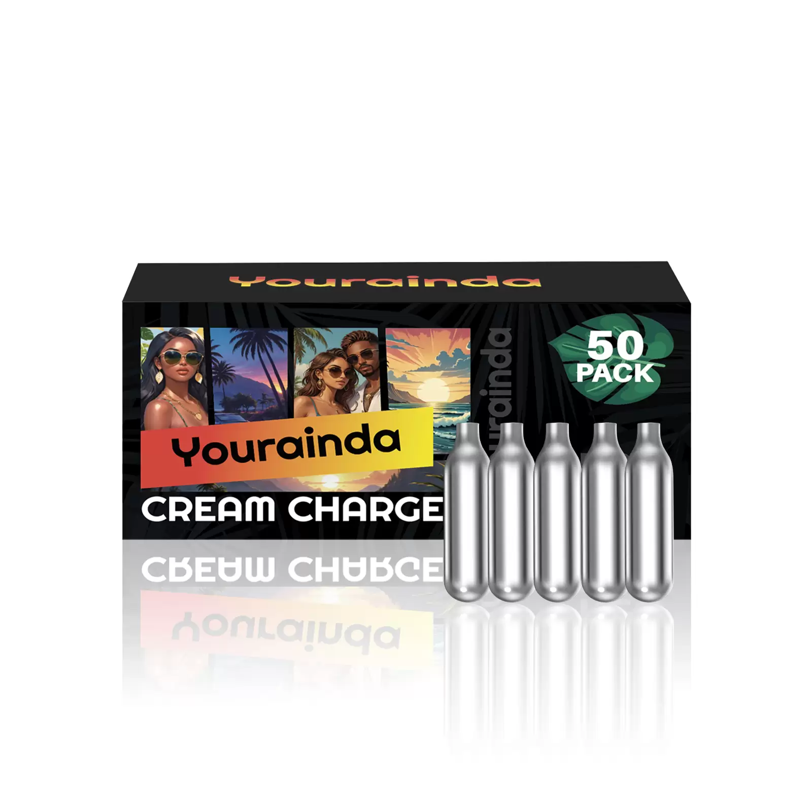YOURAINDA 8g Standard Food-Grade Whipped Cream Chargers - 50 Pcs/Box (1-12 Box Bundles) | Universal N2O Cartridges